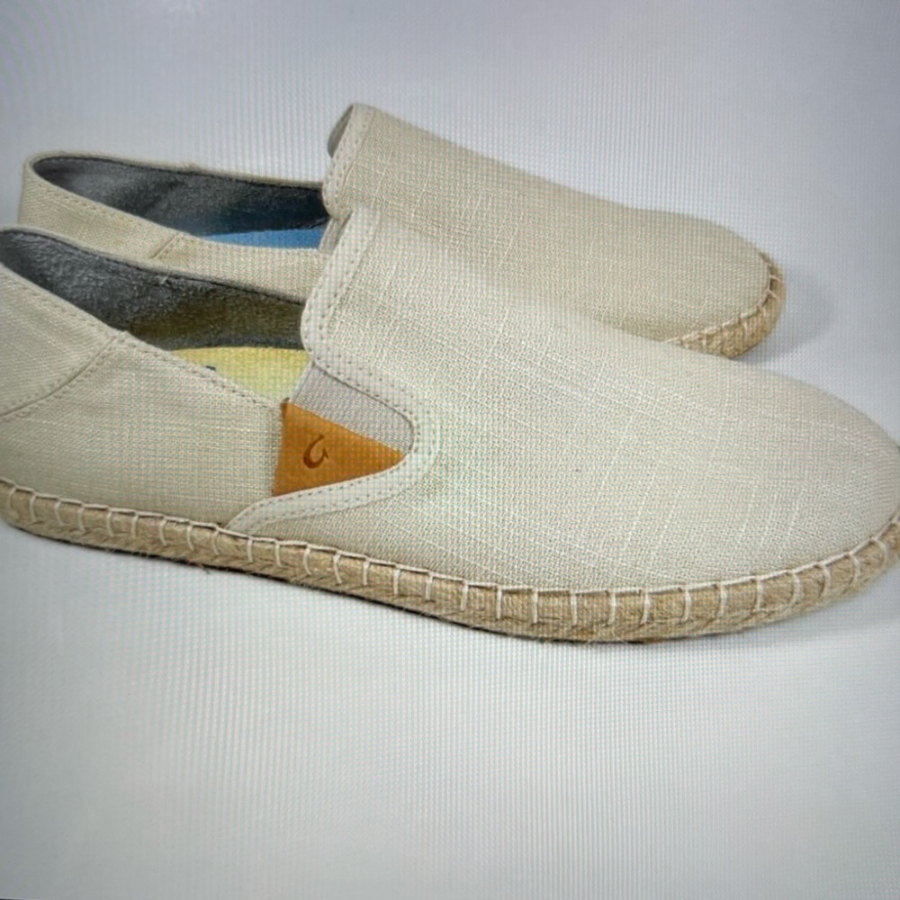 NWT Olukai Kayla Paz’s Kapa Espadrilles, Linen Slip-On Shoes Size 10